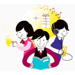 学生读书插画