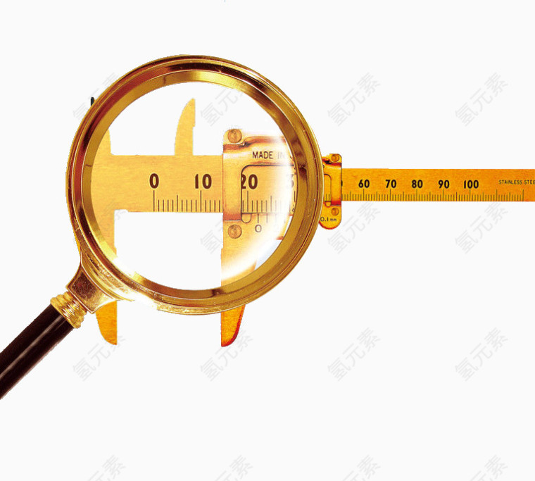 放大镜下的尺子