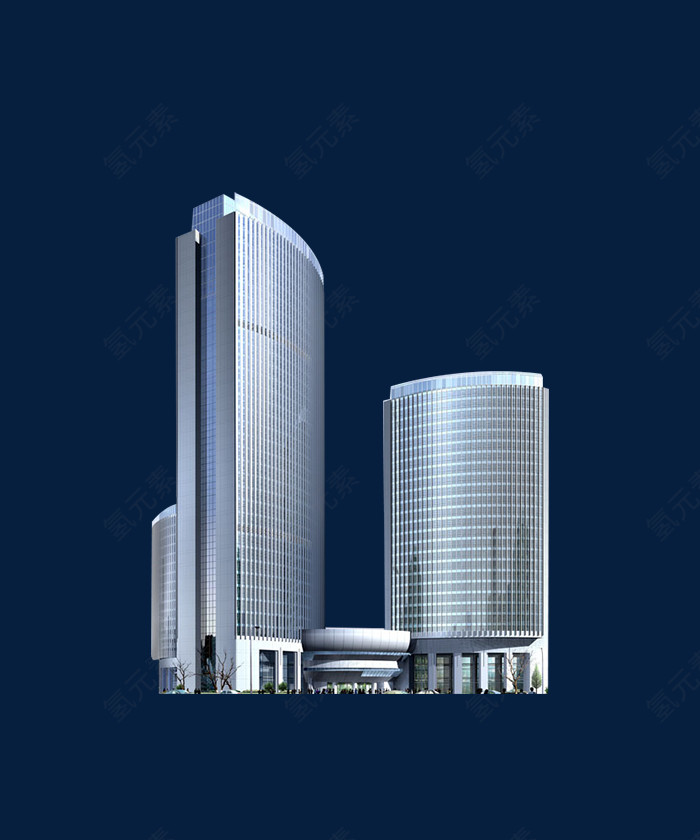 免扣现代化大气玻璃墙办公大楼