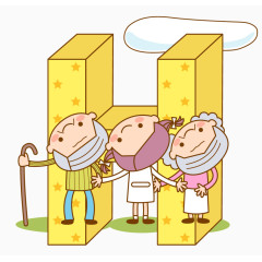 矢量卡通图案幸福老夫妻