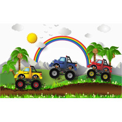 耕种的卡通矢量车