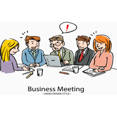 手绘多人商务会议