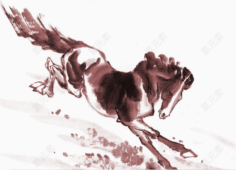 水墨画奔跑的马