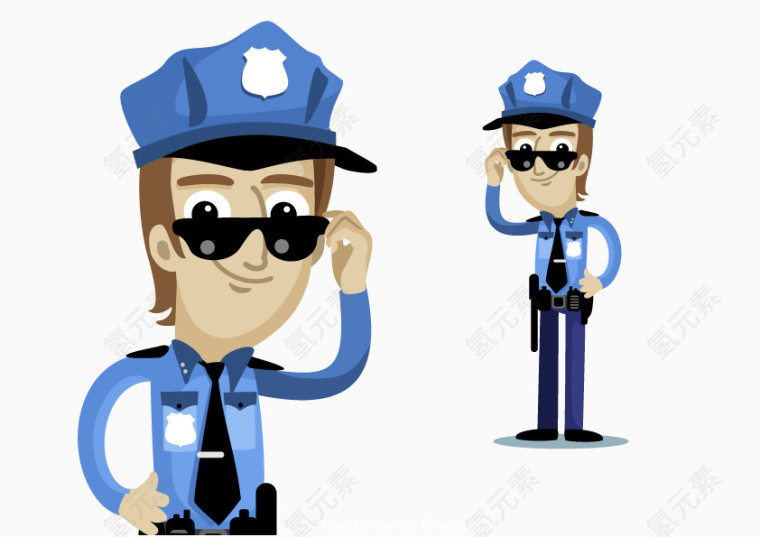 矢量元素卡通警察