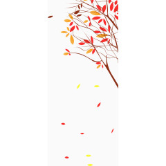 秋天落叶树枝装饰矢量图