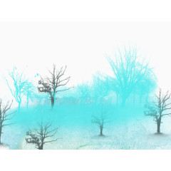 蓝色烟雾弥漫树林