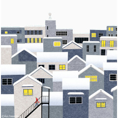 手绘楼房街道团.