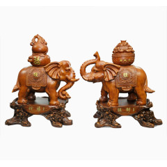 公母一对大象摆件