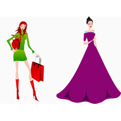 卡通手绘时尚女郎