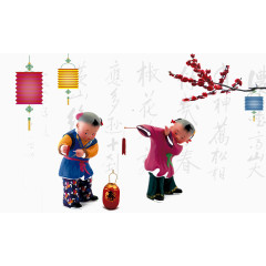 精美卡通小孩点鞭炮素材元素