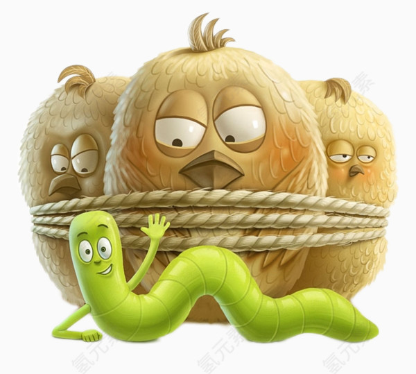 被青虫绑架的鸡仔