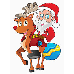 卡通圣诞老人麋鹿素材