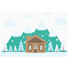 假期云杉风格寒冷的小屋