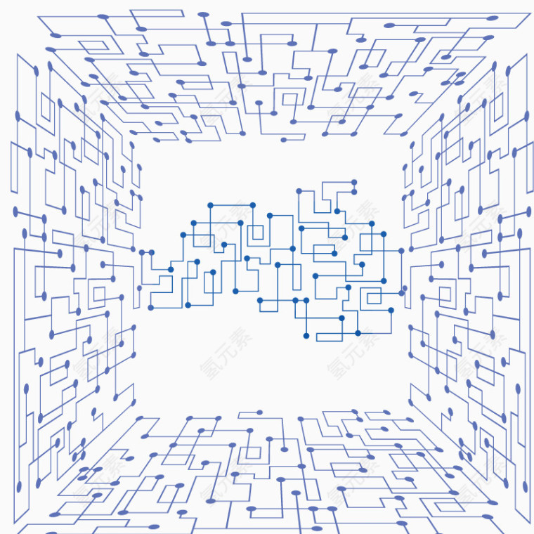 矢量电路方形隧道效果免费下载