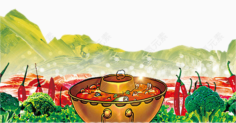 水墨火锅背景底图