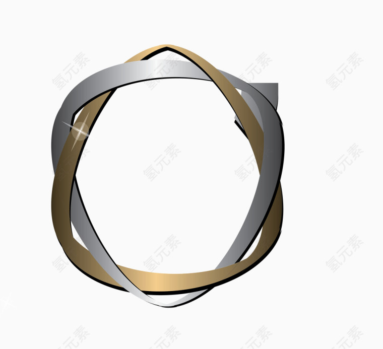 矢量金银色环绕金属发光指环