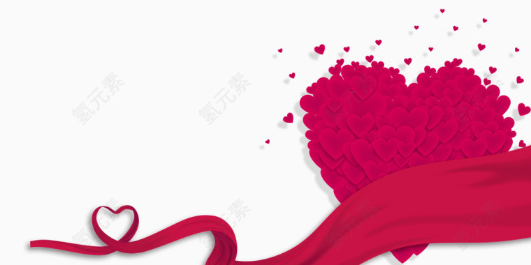 感恩心型加绸带素材 爱心元素