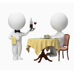 卡通3D小人用餐