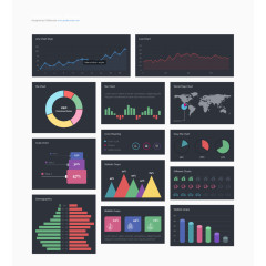 扁平信息图表数据图PSD