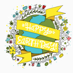 矢量图环绕地球花朵