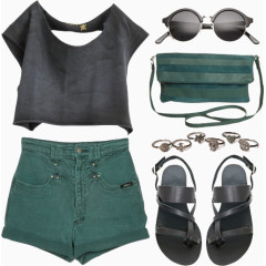 墨绿色牛仔短裤
