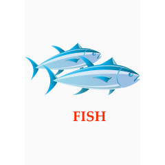 矢量食物插画英文教学鱼
