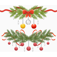 矢量圣诞松枝灯饰