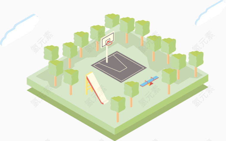 矢量手绘3D立体操场
