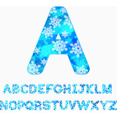 烂漫冬季蓝色雪花艺术字