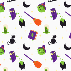 矢量万圣节模式与女巫的元素.