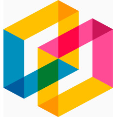 彩色立体四边形边框