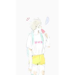 清新可爱手绘女孩夏天