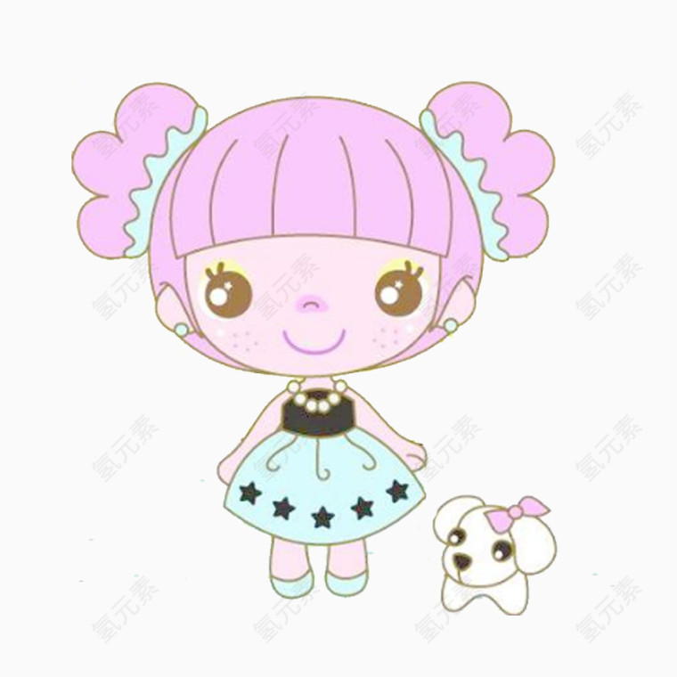 手绘卡通小妹