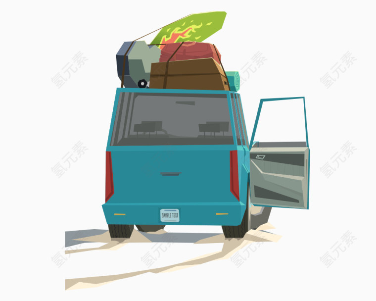 沙滩上停放的旅行车