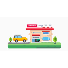 矢量扁平化服务区素材