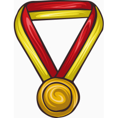 矢量手绘彩色金牌