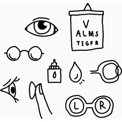 眼科医生涂鸦黑白色视觉