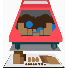 可爱汽车售卖商品矢量图