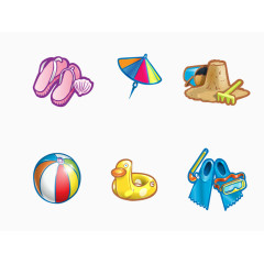 卡通手绘夏天拖鞋皮球小鸭潜水