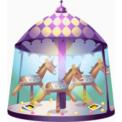 矢量手绘旋转木马