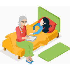 照顾病人的奶奶矢量