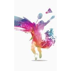 炫彩羽毛球剪影