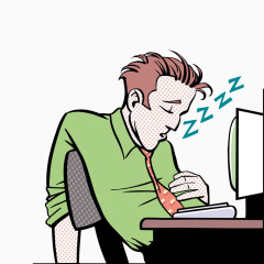 工作到睡着的中年人