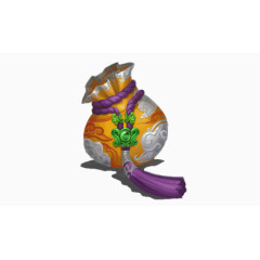 黄色祥云纹饰钱袋卡通