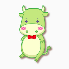 卡通生肖牛矢量图