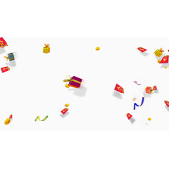 漂浮礼盒红包彩带金币