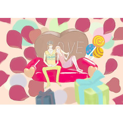 男孩女孩巧克力心型背景