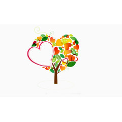 彩色可爱风格爱心树装饰
