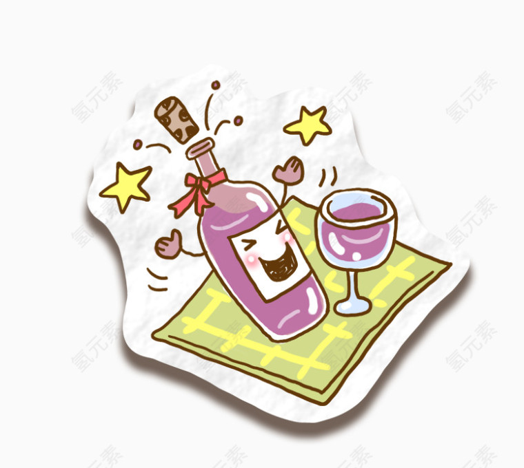 卡通红酒