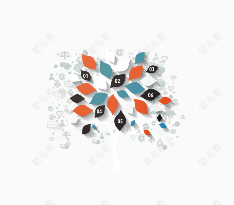 立体树叶商务信息图矢量素材